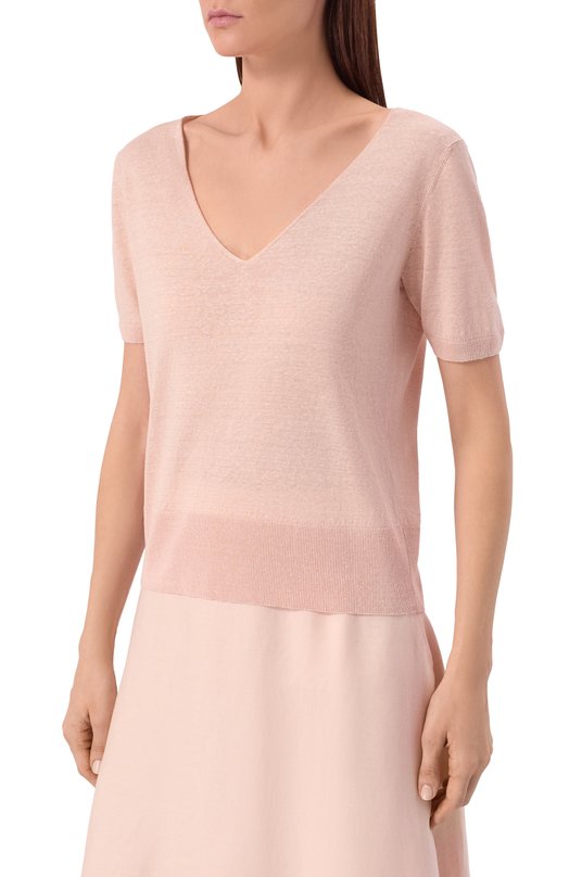 Пуловер изо льна и шелка Agnona K011025E/0L180PE Розовый  K011025E/0L180PE Фото 3