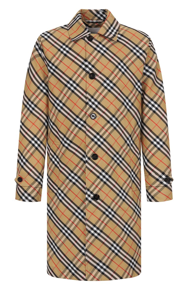 Мужской плащ BURBERRY бежевого цвета, арт. 8101333 | Фото 1 (Рукава: Длинные; Материал внешний: С�интетический материал; Длина (верхняя одежда): До колена; Стили: Кэжуэл; Мужское Кросс-КТ: Плащ-верхняя одежда; Автоматизация ТО: Проставлено; Автоматизация состава: Проставлено)