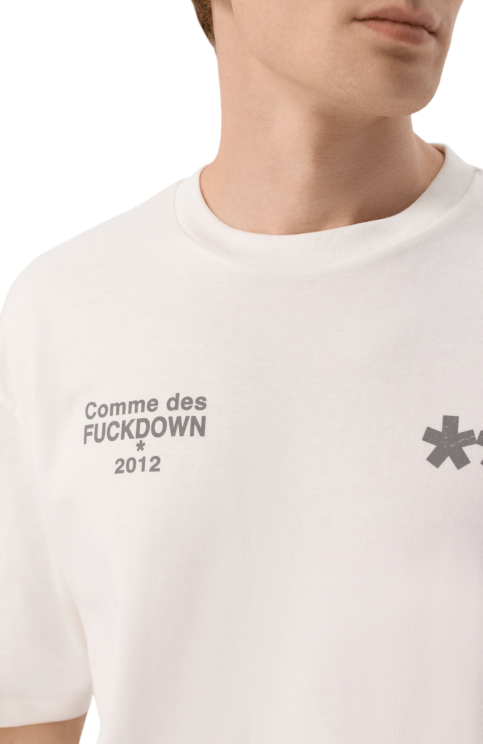 Хлопковая футболка COMME DES FUCKDOWN белого цвета по цене 6995 руб., арт. CFABU00048, фото 5 Хлопковая футболка COMME DES FUCKDOWN, арт. CFABU00048, фото 5