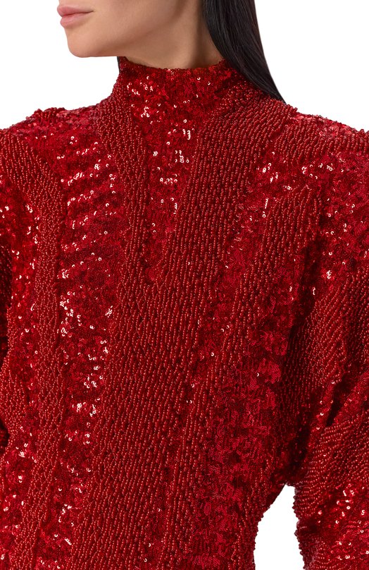 Платье с отделкой пайетками Balmain FF0R9377/PD22 Красный  FF0R9377/PD22 Фото 4