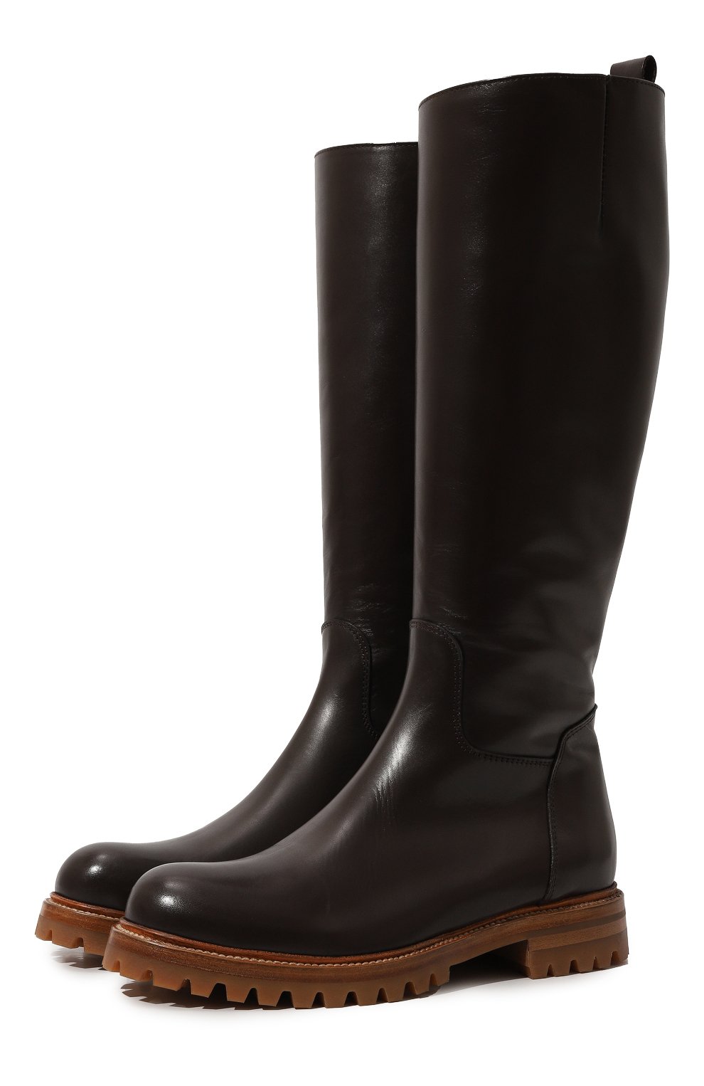 Кожаные сапоги KITON темно-коричневого цвета по цене 103000 руб., арт. D56809NX0602, фото 1 Кожаные сапоги KITON, арт. D56809NX0602, фото 1