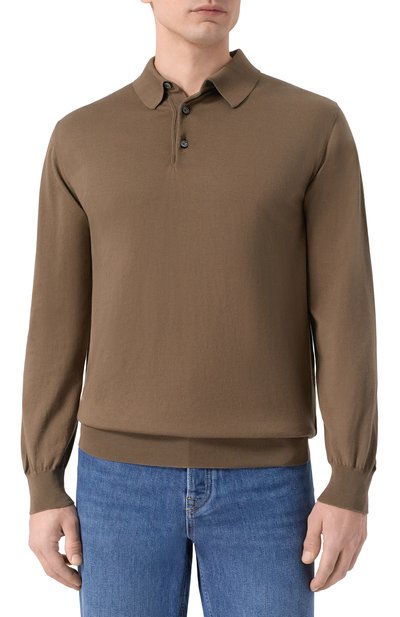 Хлопковое поло KITON коричневого цвета по цене 125000 руб., арт. UMKXX35K356, фото 3 Хлопковое поло KITON, арт. UMKXX35K356, фото 3