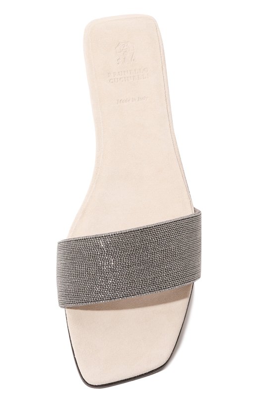 Замшевые шлепанцы Precious Brunello Cucinelli MZMIC2631 Кремовый  MZMIC2631 Фото 6