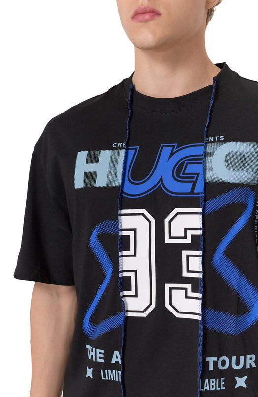 Хлопковая футболка HUGO Blue 50544182 Чёрный  50544182 Фото 5