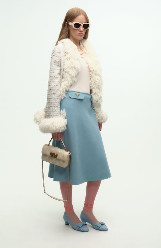 Твидовое полупальто Giambattista Valli 25FWPVCA8062/04LIN Кремовый  25FWPVCA8062/04LIN Фото 6