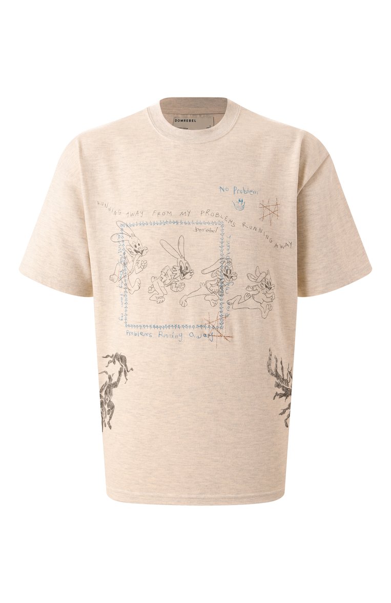 Мужская хлопковая футболка DOMREBEL светло-бежевого цвета, арт. H0PS/T-SHIRT | Фото 1 (Рукава: К�ороткие; Длина (для топов): Стандартные; Принт: С принтом; Стили: Гранж; Материал внешний: Хлопок; Мужское Кросс-КТ: Футболка-одежда; Кросс-КТ: Джерси)