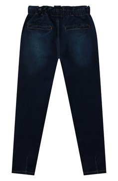 Детские джинсы MOSCHINO темно-синего цвета, арт. HDP04J/LXE24/10A-14A | Фото 2 (Материал внешний: Хлопок; Нос: Не проставлено; Материал сплава: Проставлено)