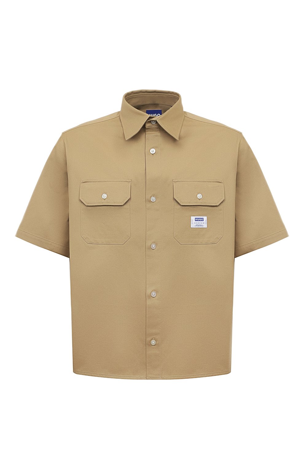 Хлопковая рубашка HUGO BLUE бежевого цвета по цене 10950 руб., арт. 50517871, фото 1 Хлопковая рубашка HUGO BLUE, арт. 50517871, фото 1