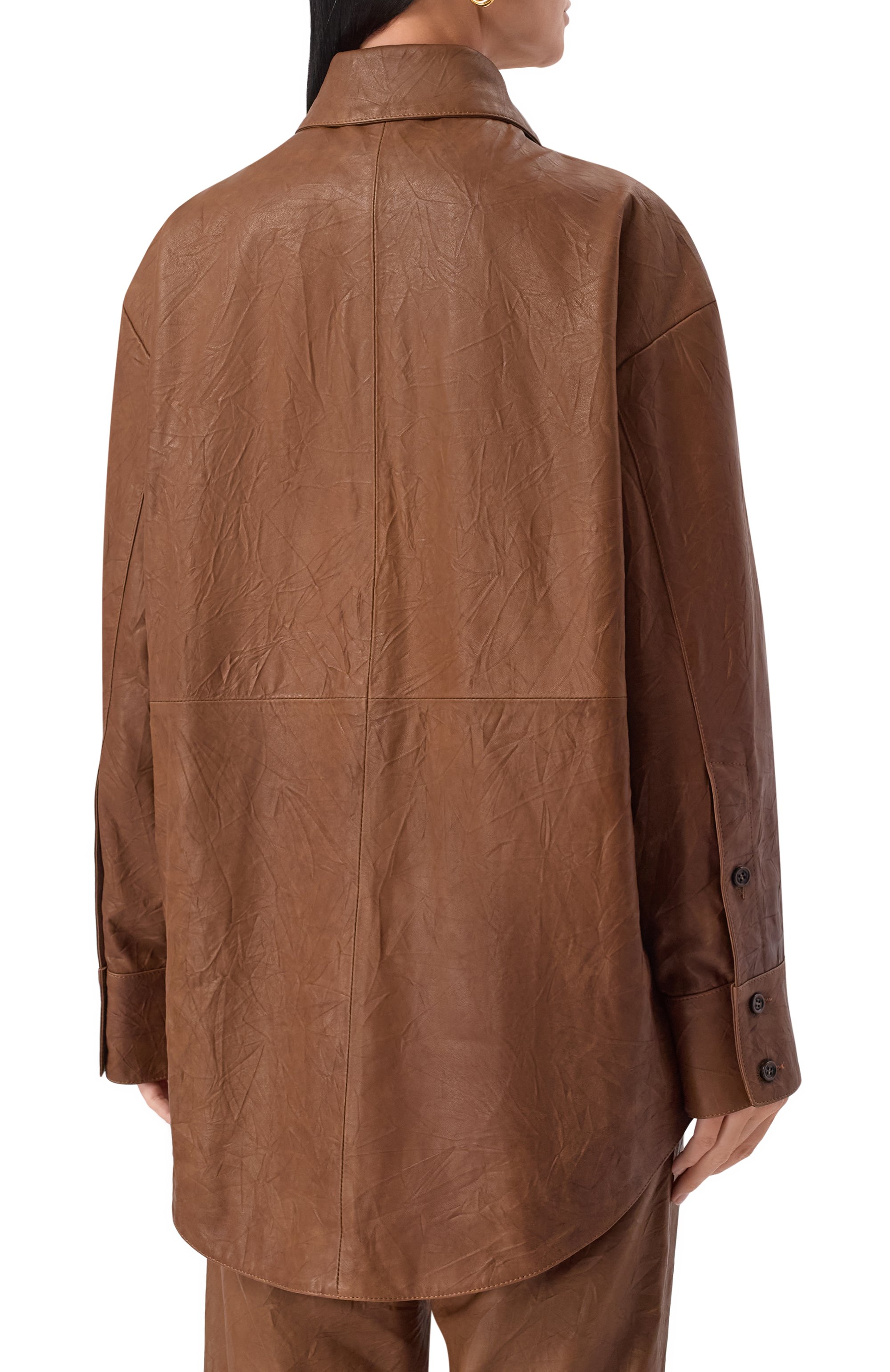 Кожаная рубашка ARMARIUM коричневого цвета по цене 334000 руб., арт. ARMFWSH04/LE09, фото 4 Кожаная рубашка ARMARIUM, арт. ARMFWSH04/LE09, фото 4