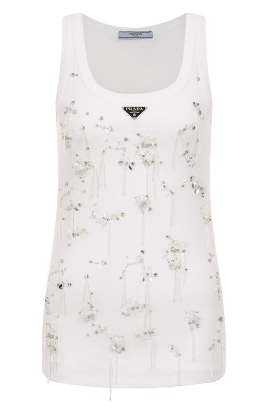 Хлопковая майка Prada 39546R/13X6 Белый 39546R/13X6