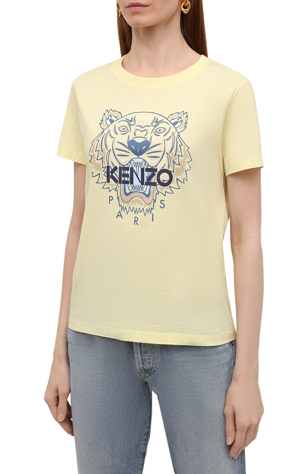 Хлопковая футболка KENZO желтого цвета по цене 13800 руб., арт. FC52TS8464YM, фото 3 Хлопковая футболка KENZO, арт. FC52TS8464YM, фото 3