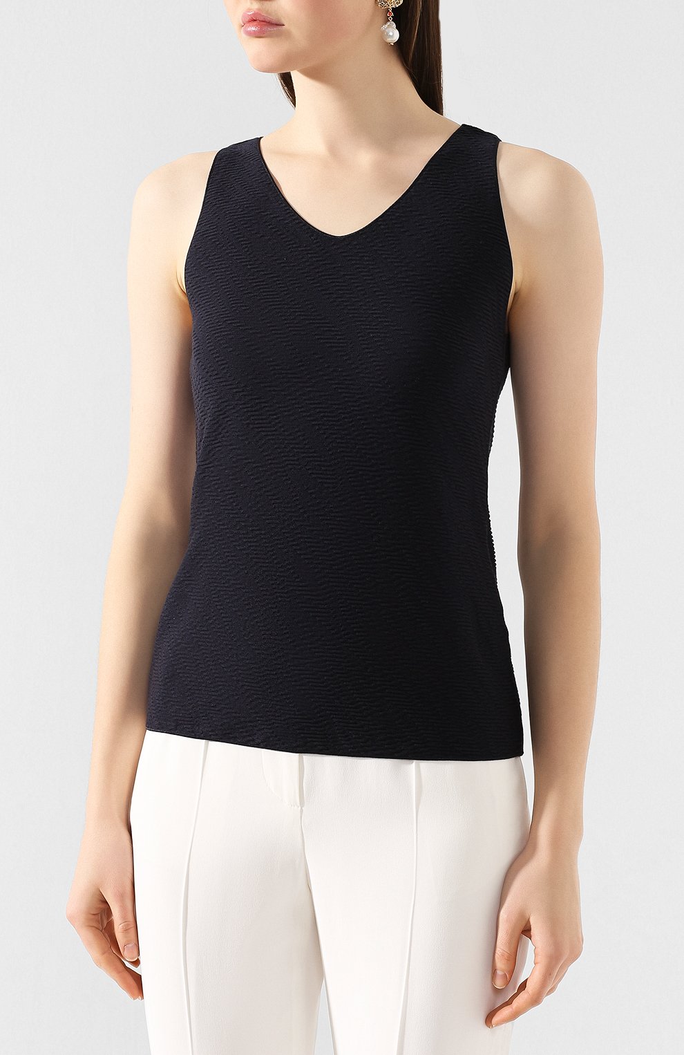 Топ GIORGIO ARMANI темно-синего цвета по цене 41650 руб., арт. 3HAH70/AJHHZ, фото 3 Топ GIORGIO ARMANI, арт. 3HAH70/AJHHZ, фото 3