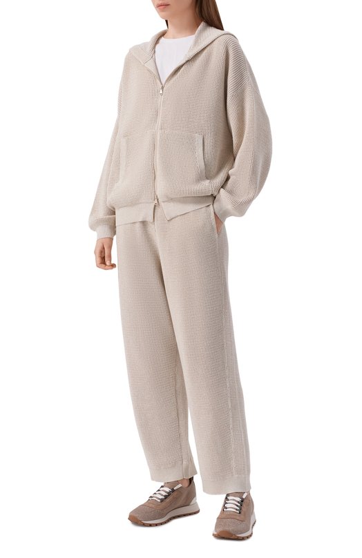 Брюки из хлопка и вискозы Brunello Cucinelli MST263399 Бежевый  MST263399 Фото 2