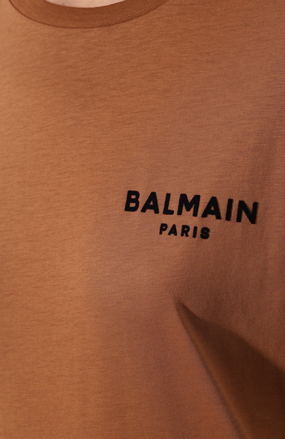 Хлопковая футболка BALMAIN коричневого цвета по цене 26200 руб., арт. TF11351/I382, фото 5 Хлопковая футболка BALMAIN, арт. TF11351/I382, фото 5