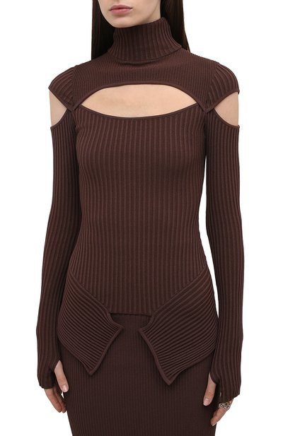 Водолазка из вискозы ANDREADAMO коричневого цвета по цене 82800 руб., арт. ADFW21SW04031477, фото 3 Водолазка из вискозы ANDREADAMO, арт. ADFW21SW04031477, фото 3