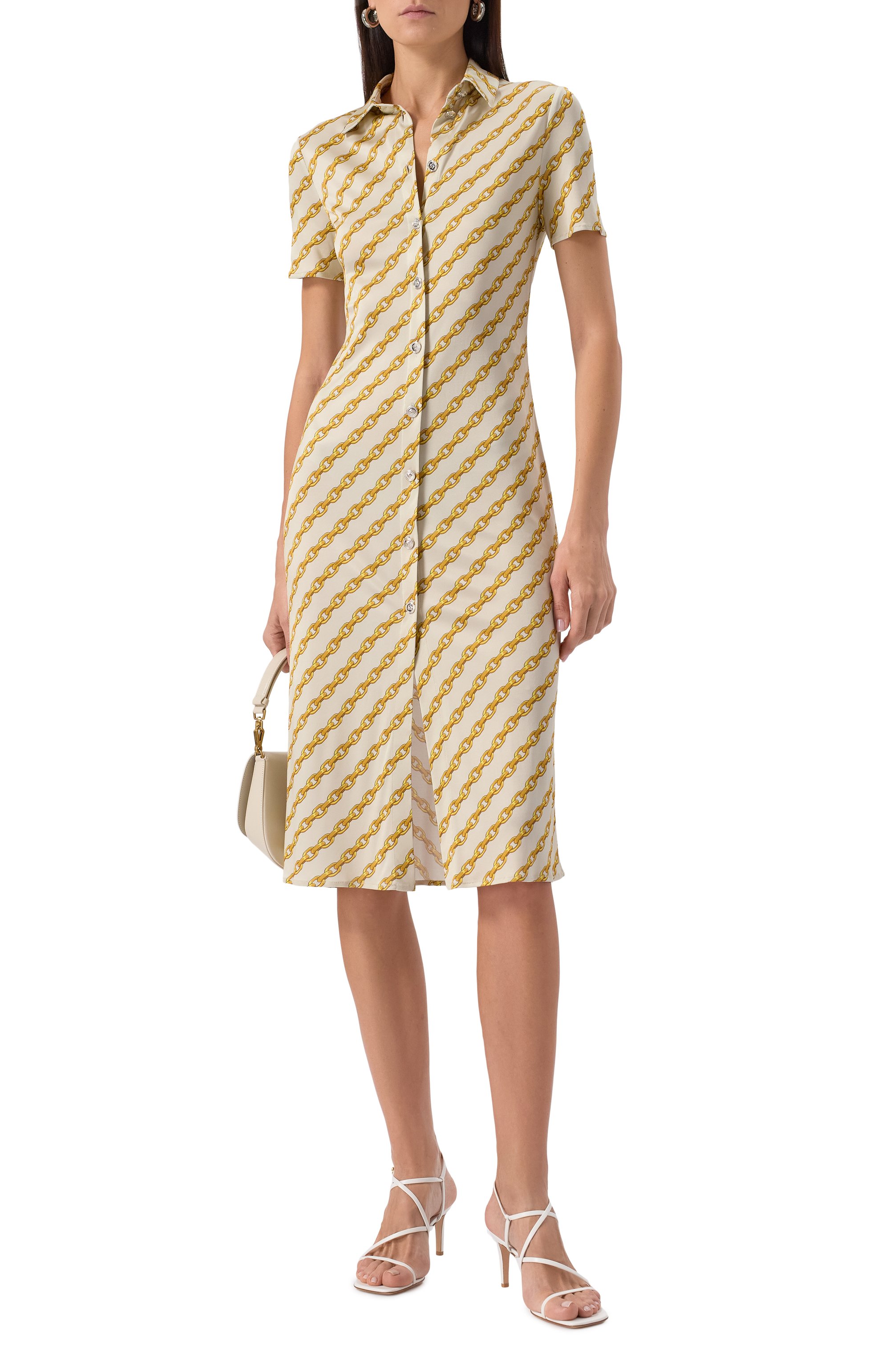 Платье из вискозы VERSACE кремового цвета по цене 276500 руб., арт. 1018503/1A13547, фото 2 Платье из вискозы VERSACE, арт. 1018503/1A13547, фото 2