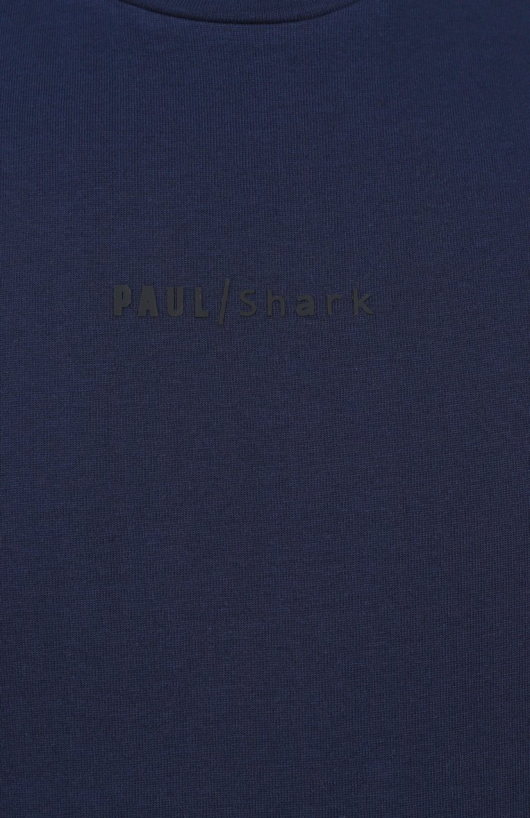 Мужская хлопковая футболка PAUL&SHARK темно-синего цвета, арт. 25411060 | Фото 6 (Длина (для топов): Стандартные; Материал внешний: Хлопок; Рукава: Короткие; Принт: Без принта; Стили: Кэжуэл; Мужское Кросс-КТ: Футболка-одежда; Кросс-КТ: Джерси)