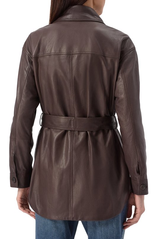 Кожаная куртка Brunello Cucinelli MPMUL7453P Коричневый  MPMUL7453P Фото 4