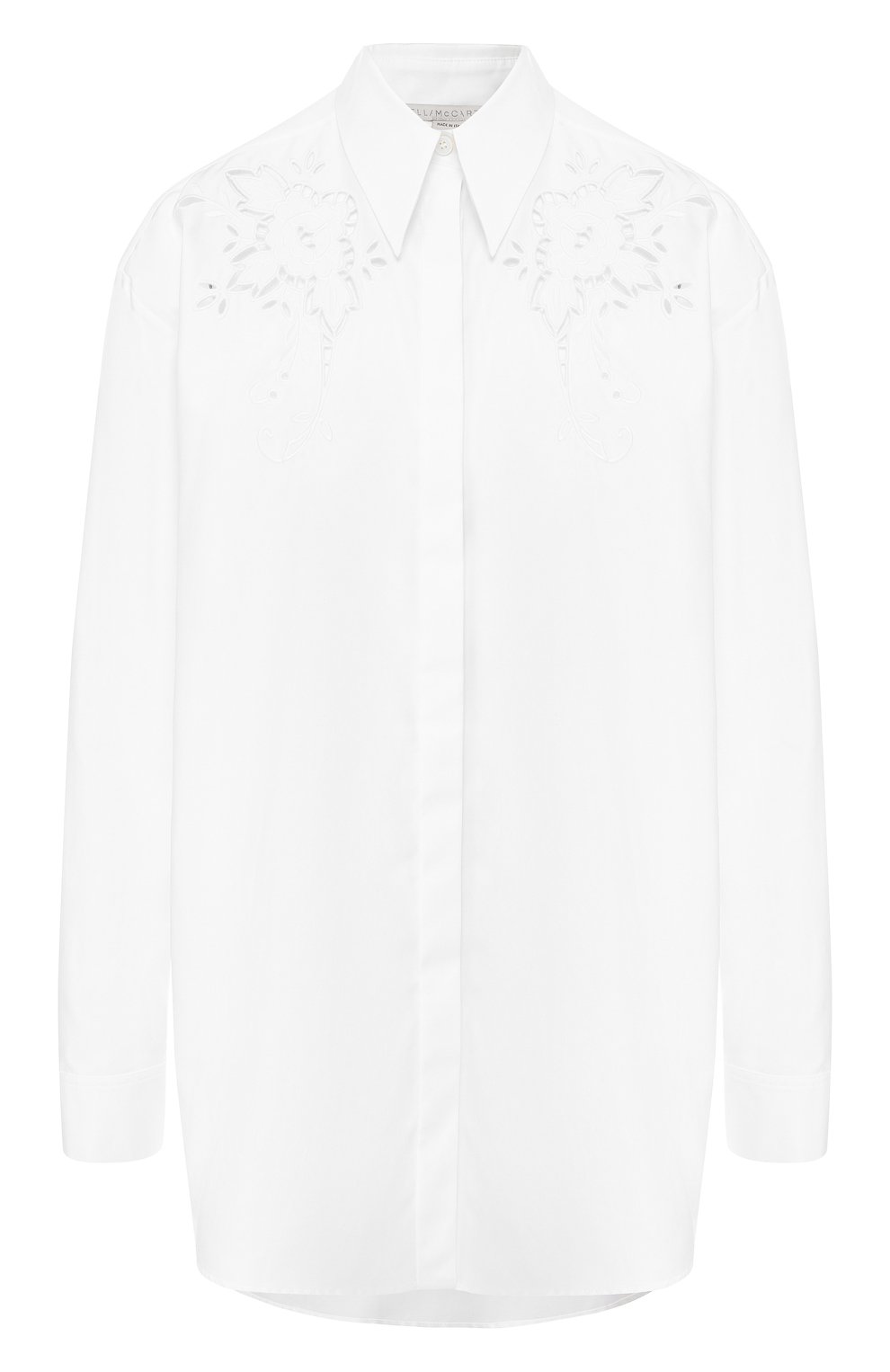 Хлопковая рубашка STELLA MCCARTNEY белого цвета по цене 109500 руб., арт. 554972/SJA01, фото 1 Хлопковая рубашка STELLA MCCARTNEY, арт. 554972/SJA01, фото 1