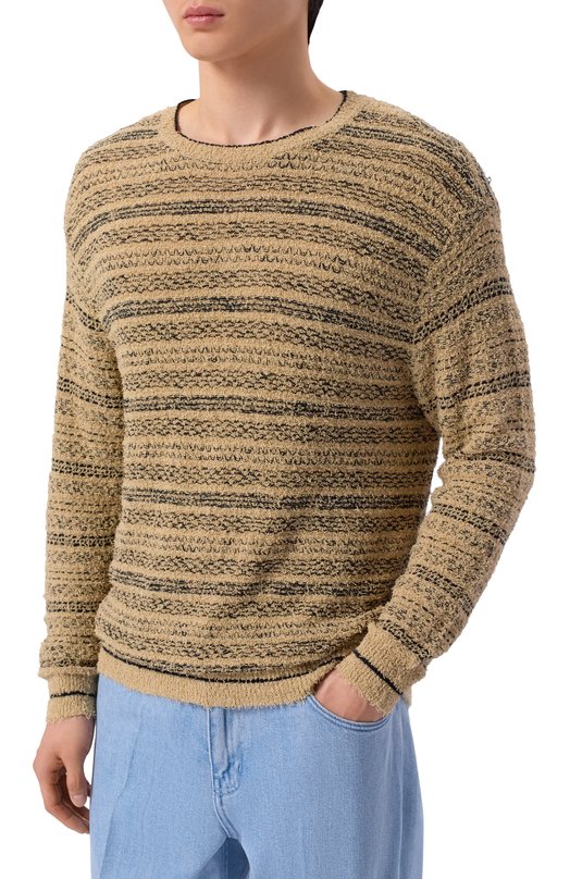 Хлопковый джемпер Emporio Armani EM005704/AF27512 Бежевый  EM005704/AF27512 Фото 3