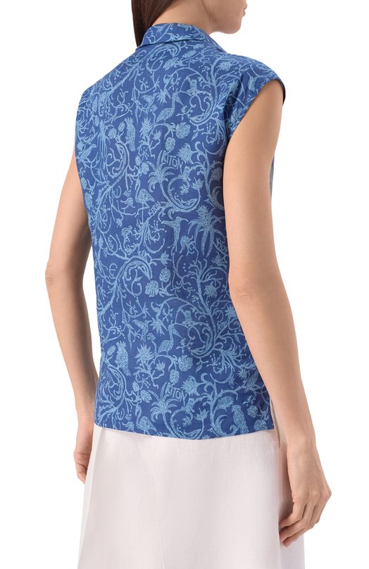 Льняной топ Kiton D48410H09717 Синий  D48410H09717 Фото 4