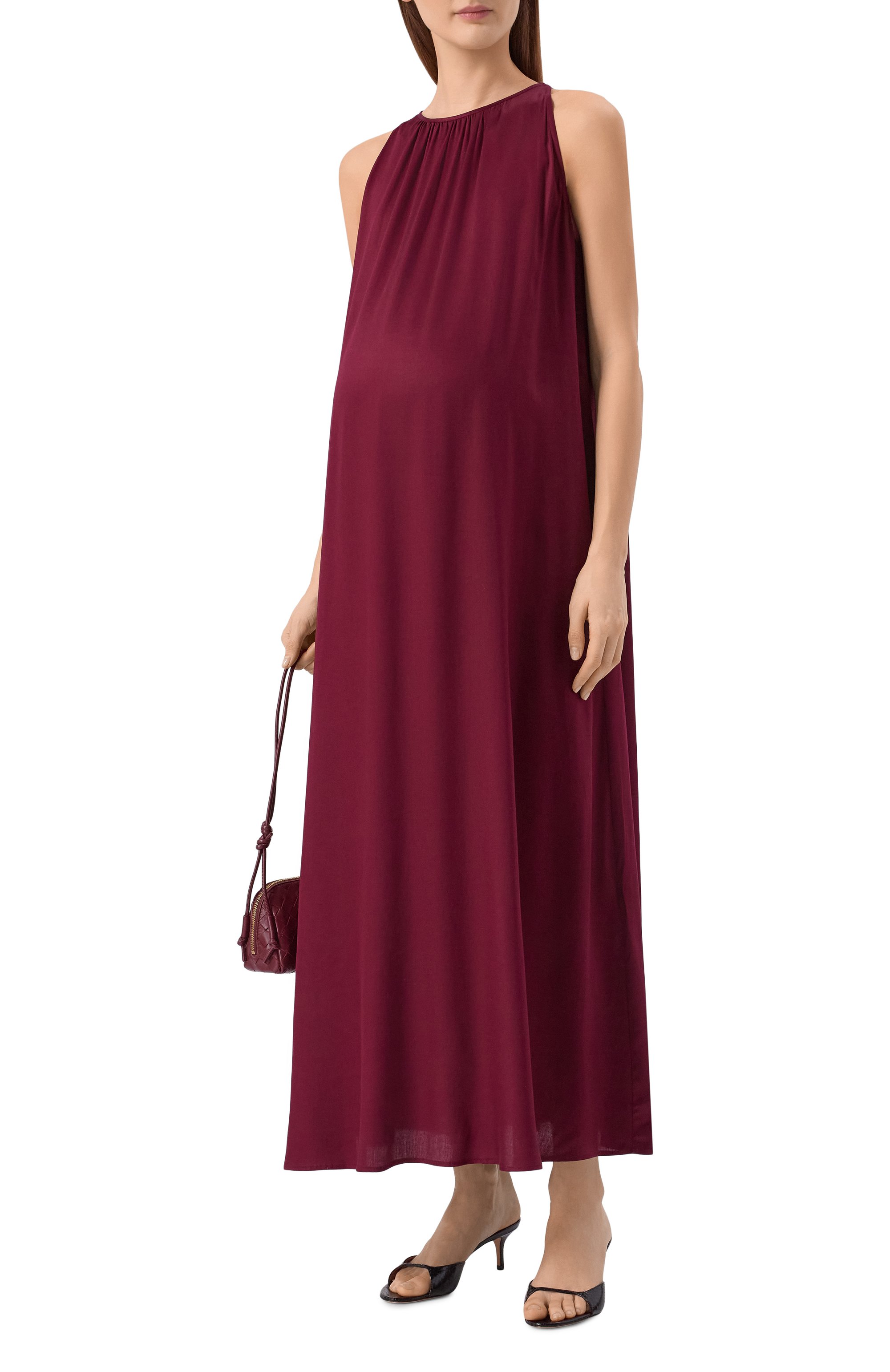 Атласное платье PIETRO BRUNELLI бордового цвета по цене 24400 руб., арт. AG2416/VIG001, фото 2 Атласное платье PIETRO BRUNELLI, арт. AG2416/VIG001, фото 2