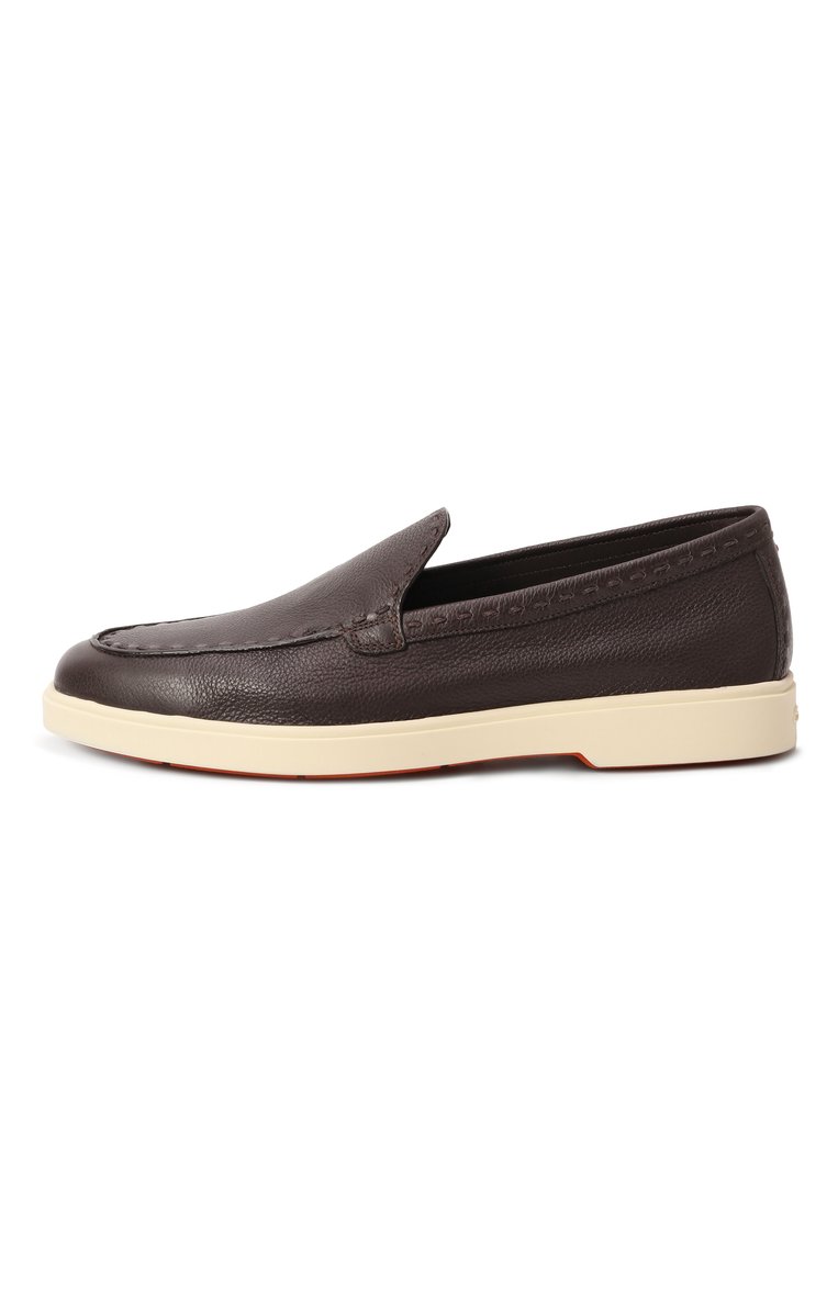 Женские кожаные лоферы SANTONI темно-коричневого цвета, арт. WUYG71436TISSWKA | Фото 4 (Драгоценные камни: Проставлено; Каблук высота: Низкий; Материал сплава: Проставлено; Материал внутренний: Натуральная кожа; Материал внешний: Натуральная кожа; Подошва: Платформа)