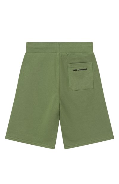 Хлопковые шорты KARL LAGERFELD KIDS хаки цвета по цене 15400 руб., арт. Z31082, фото 2 Хлопковые шорты KARL LAGERFELD KIDS, арт. Z31082, фото 2