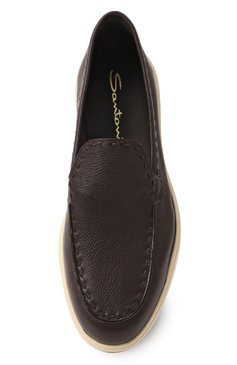 Женские кожаные лоферы SANTONI темно-коричневого цвета, арт. WUYG71436TISSWKA | Фото 6 (Драгоценные камни: Проставлено; Каблук высота: Низкий; Материал сплава: Проставлено; Материал внутренний: Натуральная кожа; Материал внешний: Натуральная кожа; Подошва: Платформа)