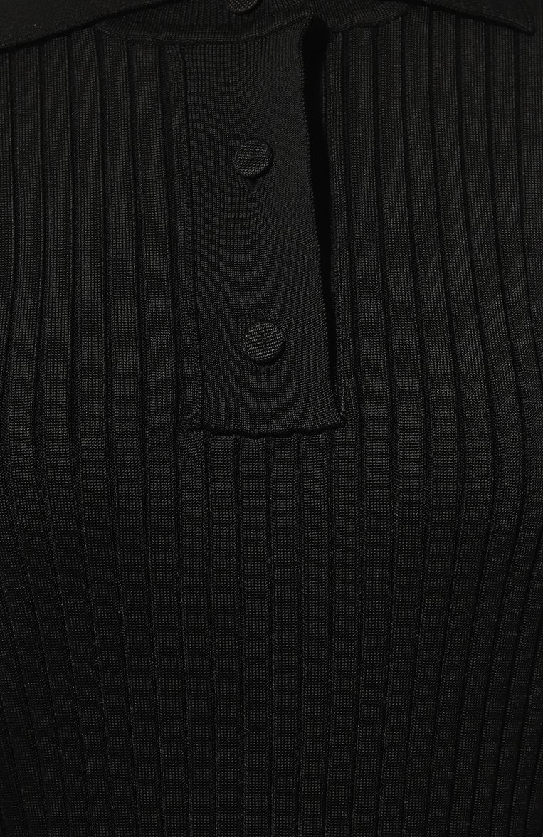 Женское поло из вискозы JIL SANDER черного цвета, арт. J02GL0107/J18313 | Фото 5 (Материал внешний: Вискоза; Драгоценные камни: Проставлено; Рукава: Короткие; Материал сплава: Проставлено; Длина (для топов): Стандартные; Кросс-КТ: Трикотаж; Стили: Минимализм)