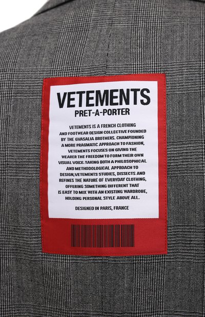 Шерстяной жакет VETEMENTS, арт. WE51JA500W 1207/GREY CHECK, фото 5