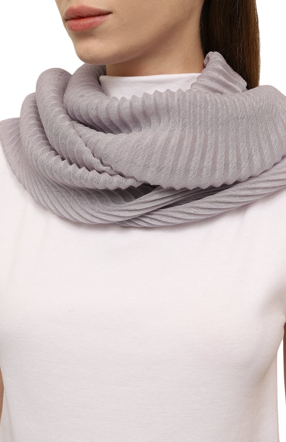 Шарф из кашемира и шелка AGNONA сиреневого цвета по цене 66500 руб., арт. AS0813E/H7050E, фото 2 Шарф из кашемира и шелка AGNONA, арт. AS0813E/H7050E, фото 2