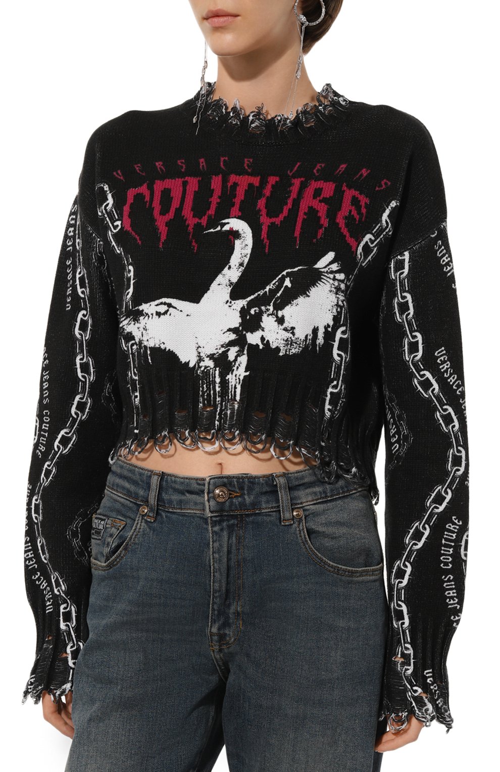 Хлопковый пуловер VERSACE JEANS COUTURE, арт. 77HAFM08/CMF16, фото 3