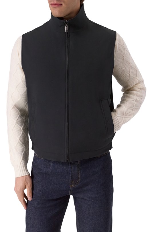 Двусторонний шелковый жилет Brioni SWLU0L-PC40Q Чёрный  SWLU0L-PC40Q Фото 3