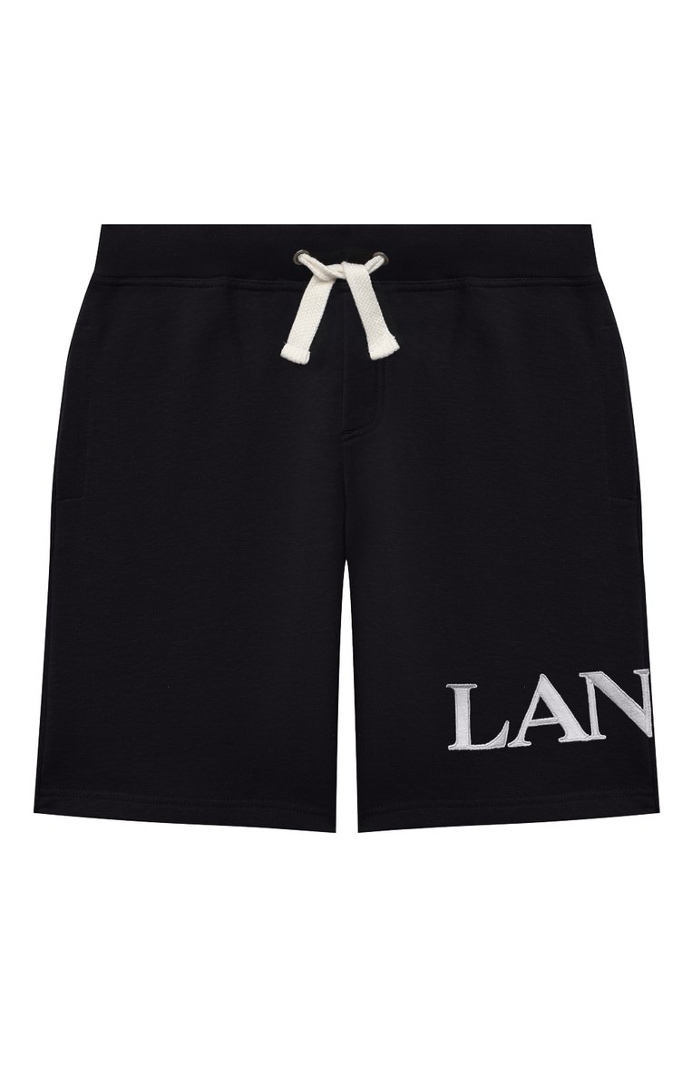 Детские хлопковые шорты LANVIN темно-синего цвета, арт. N24017 | Фото 1 (Материал внешний: Хлопок; Мальчики Кросс-КТ: Шорты-одежда; Региональные ограничения белый список (Axapta Mercury): RU; Нос: Не проставлено; Ростовка одежда: 10 - 11 лет | 140 - 146см, 12 лет | 152 см, 13 - 15 лет | 158 см, 8 лет | 128 см)
