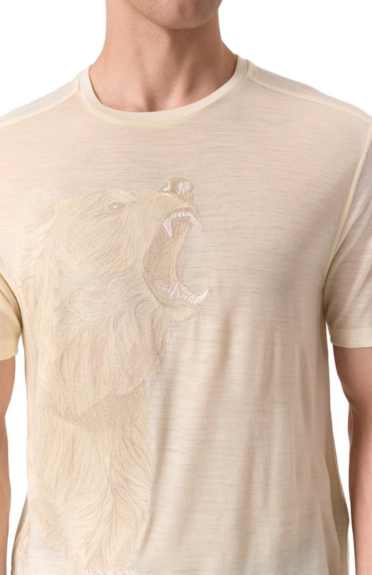 Шерстяная футболка Stefano Ricci MNH5204440/WV Кремовый  MNH5204440/WV Фото 5