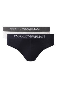 Мужские комплект из двух хлопковых брифов EMPORIO ARMANI темно-синего цвета, арт. 111321/CC722 | Фото 1 (Кросс-КТ: бельё; Материал внешний: Хлопок; Мужское Кросс-КТ: Трусы)