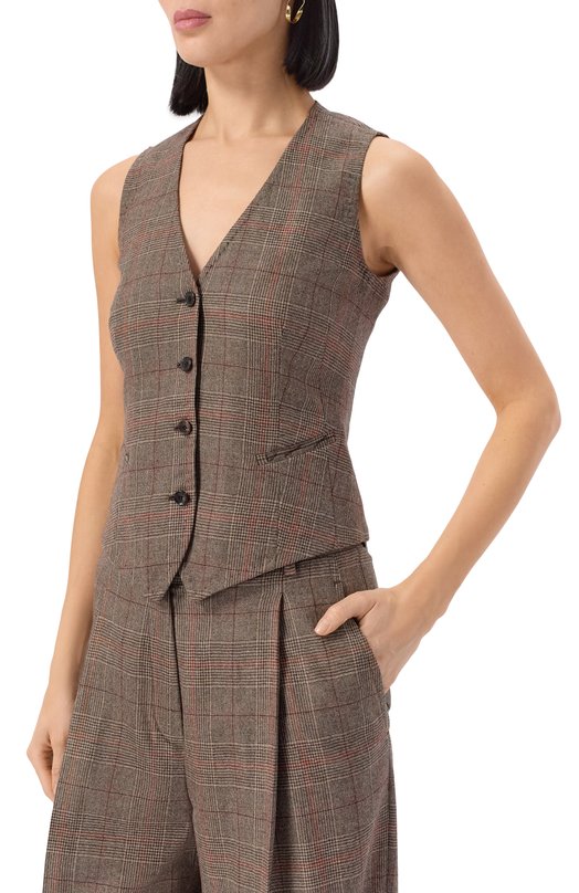 Шерстяной жилет Kiton D47456K0571G01 Коричневый  D47456K0571G01 Фото 3