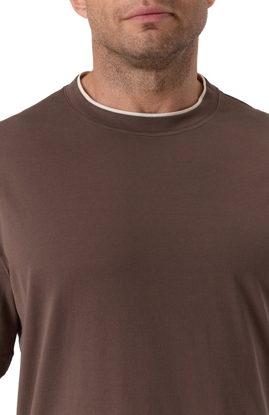 Хлопковая футболка Brunello Cucinelli M0B137427W Коричневый  M0B137427W Фото 5