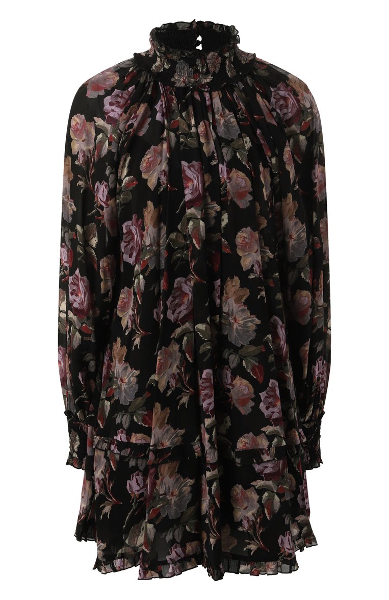 Женское платье из вискозы THE KOOPLES черного цвета, арт. FR0B29069K | Фото 1 (Материал сплава: Проставлено; Материал внешний: Вискоза; Длина Ж (юбки, платья, шорты): Мини; Рукава: Длинные; Драгоценные камни: Проставлено; Женское Кросс-КТ: Платье-одежда; Случай: Повседневный; Стили: Романтичный)