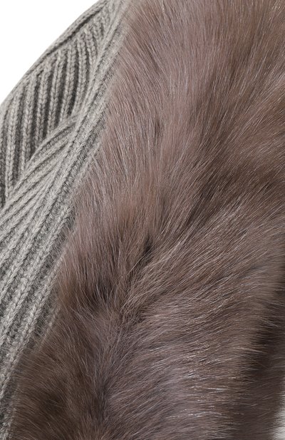 Шерстяной капор с мехом соболя VICTORIA KUSENKOVA серого цвета по цене 322080 руб., арт. 199103481540, фото 4 Шерстяной капор с мехом соболя VICTORIA KUSENKOVA, арт. 199103481540, фото 4