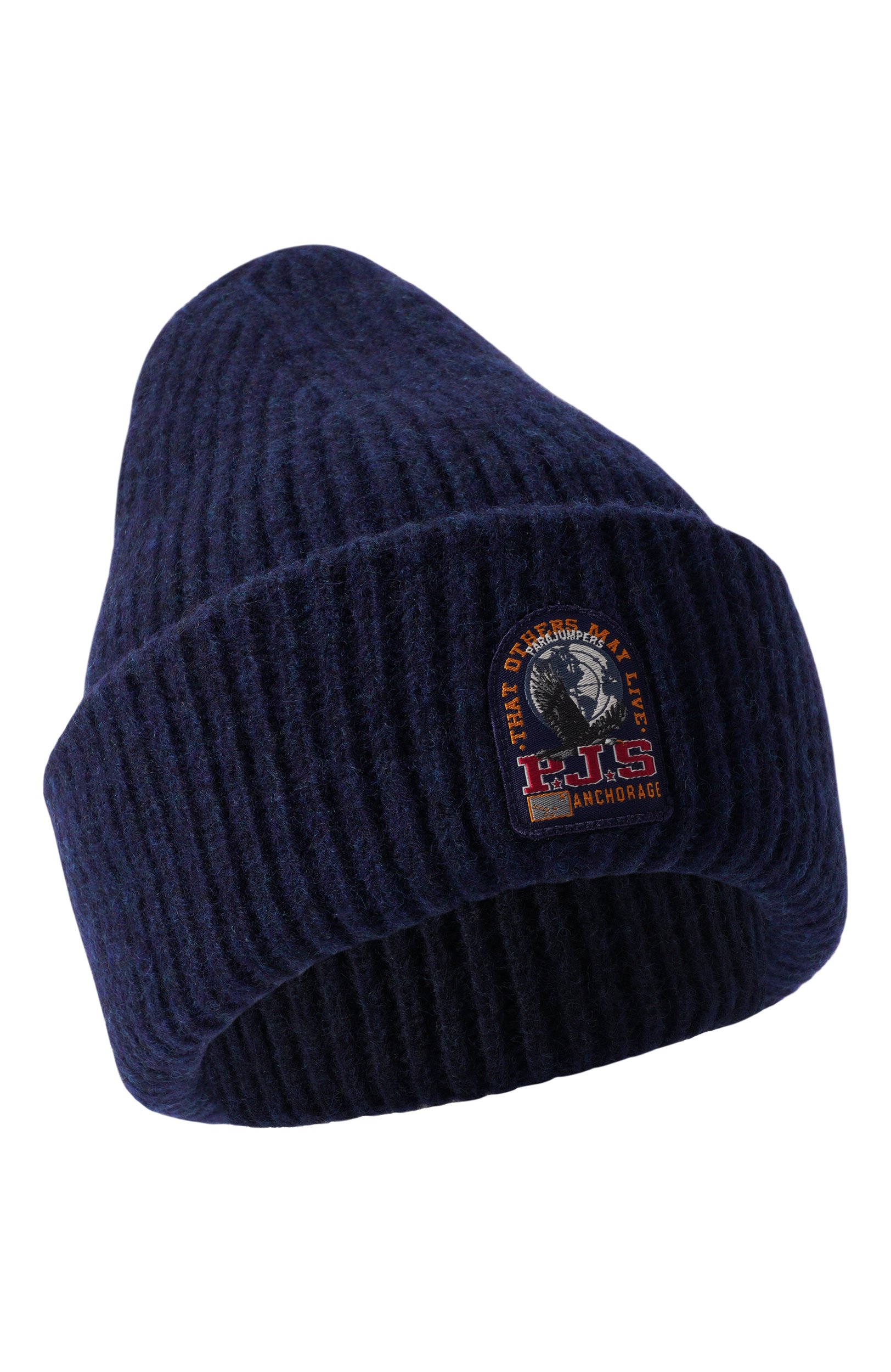 Шапка из шерсти и хлопка PARAJUMPERS темно-синего цвета по цене 11850 руб., арт. 26WMPAHAHA32_001, фото 1 Шапка из шерсти и хлопка PARAJUMPERS, арт. 26WMPAHAHA32_001, фото 1