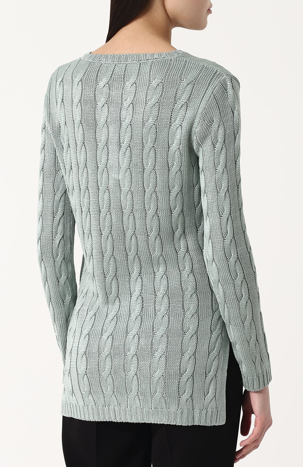 Удлиненный шелковый пуловер фактурной вязки RALPH LAUREN, арт. 290703705, фото 4