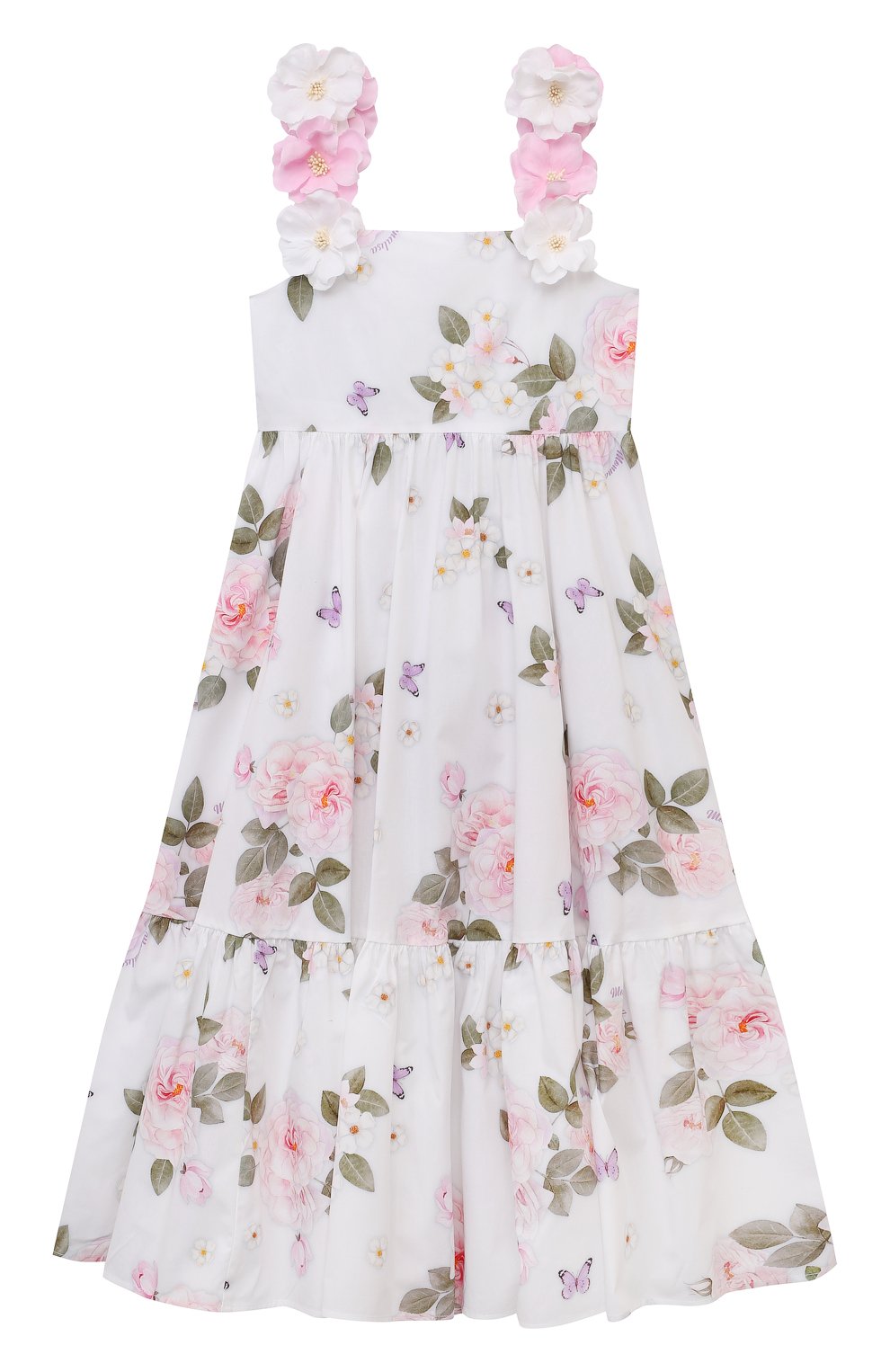 Хлопковый сарафан MONNALISA белого цвета по цене 33350 руб., арт. 11C923, фото 1 Хлопковый сарафан MONNALISA, арт. 11C923, фото 1