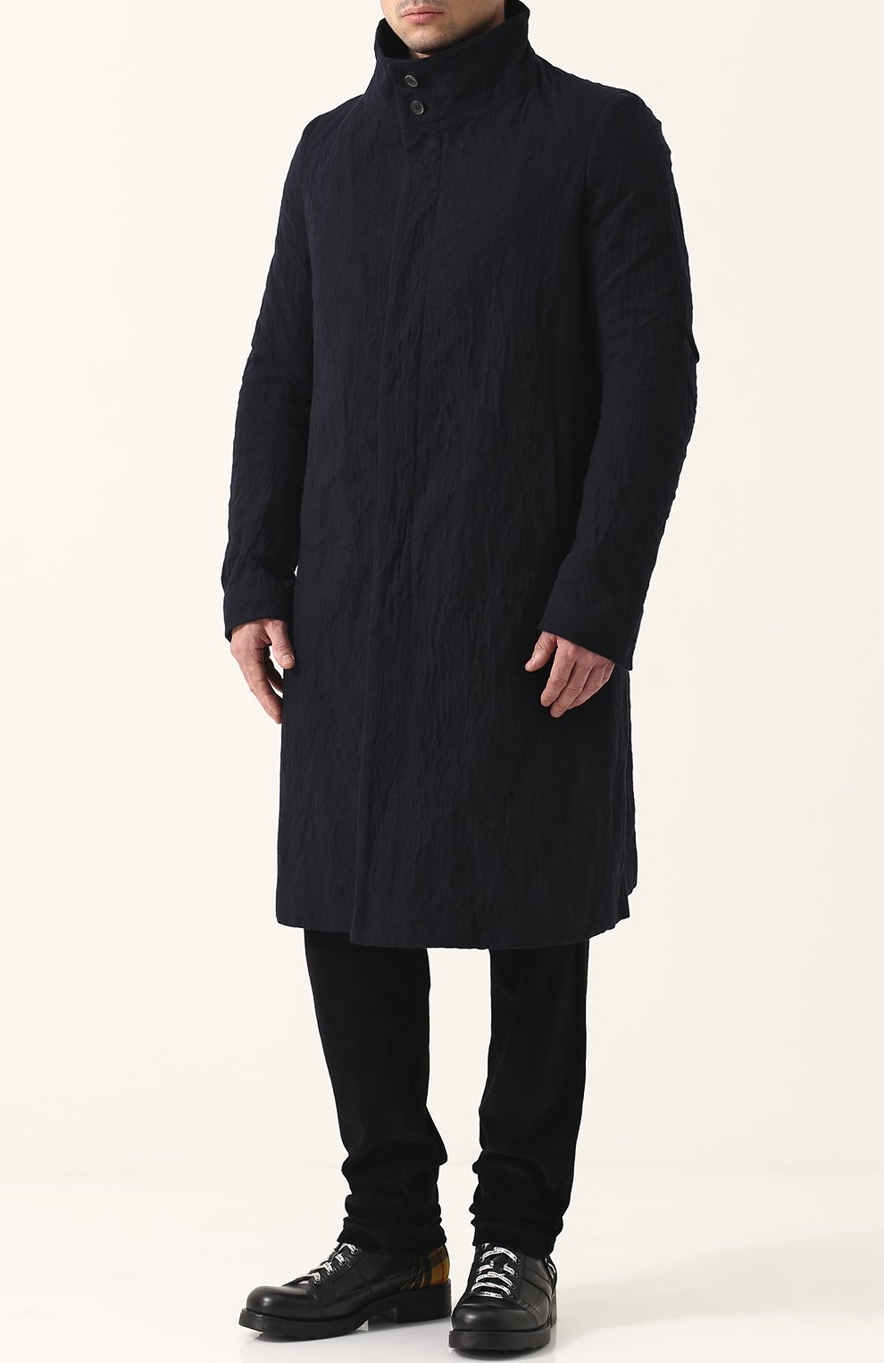 Однобортное шерстяное пальто с воротником-стойкой POEME BOHEMIEN, арт. CP-07 M/W-512, фото 2