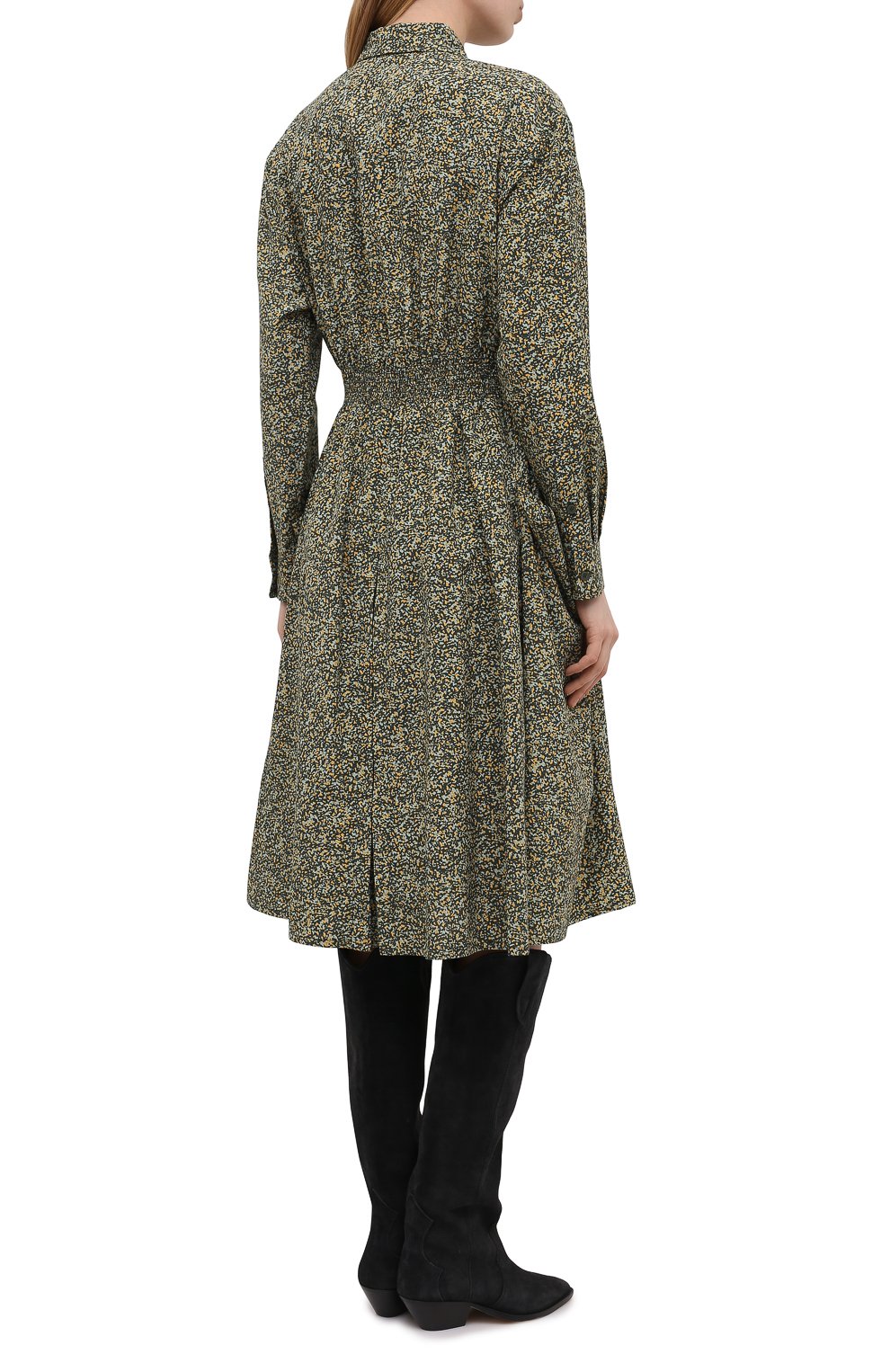Платье из хлопка и шелка KENZO хаки цвета по цене 65700 руб., арт. FB52R0010514, фото 4 Платье из хлопка и шелка KENZO, арт. FB52R0010514, фото 4