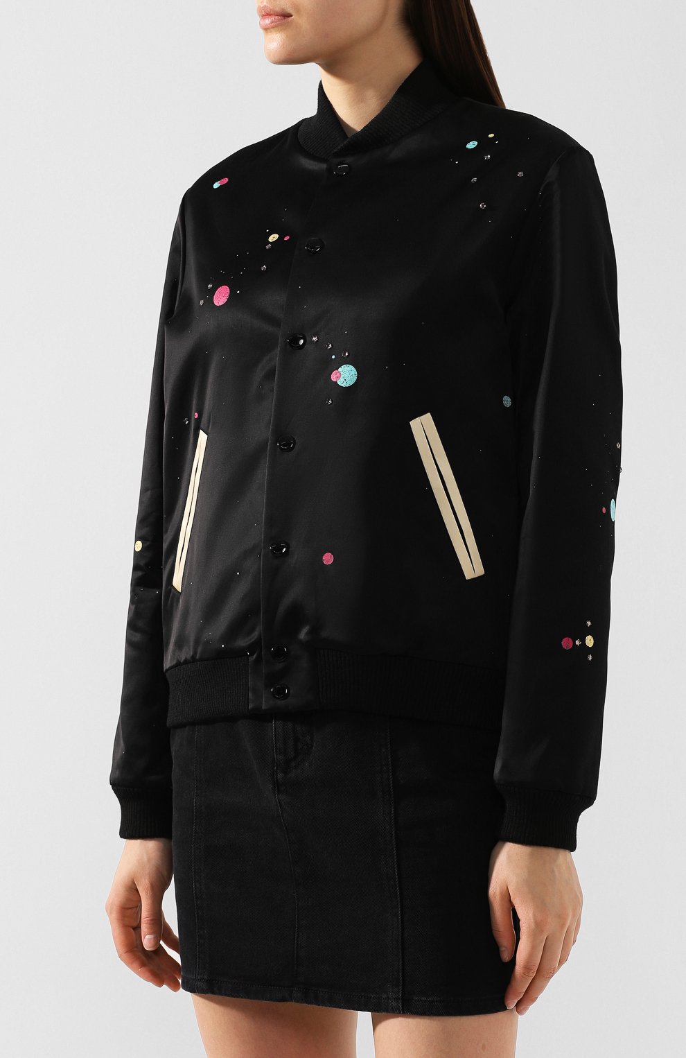 Бомбер из смеси хлопка и вискозы SAINT LAURENT, арт. 587243/Y359V, фото 3