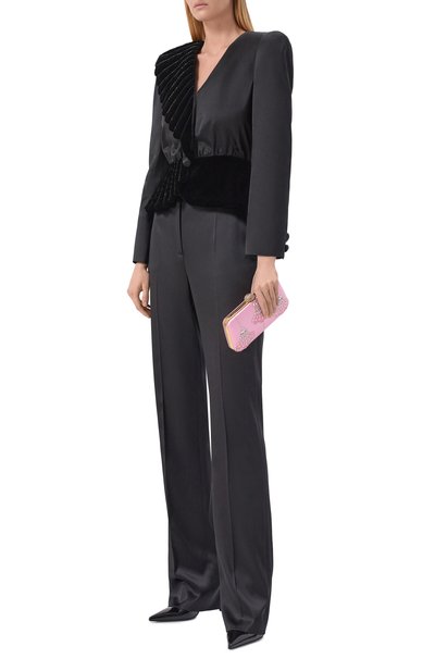 Атласные брюки VALENTINO черного цвета по цене 285500 руб., арт. 8B0RB786/A8H, фото 2 Атласные брюки VALENTINO, арт. 8B0RB786/A8H, фото 2