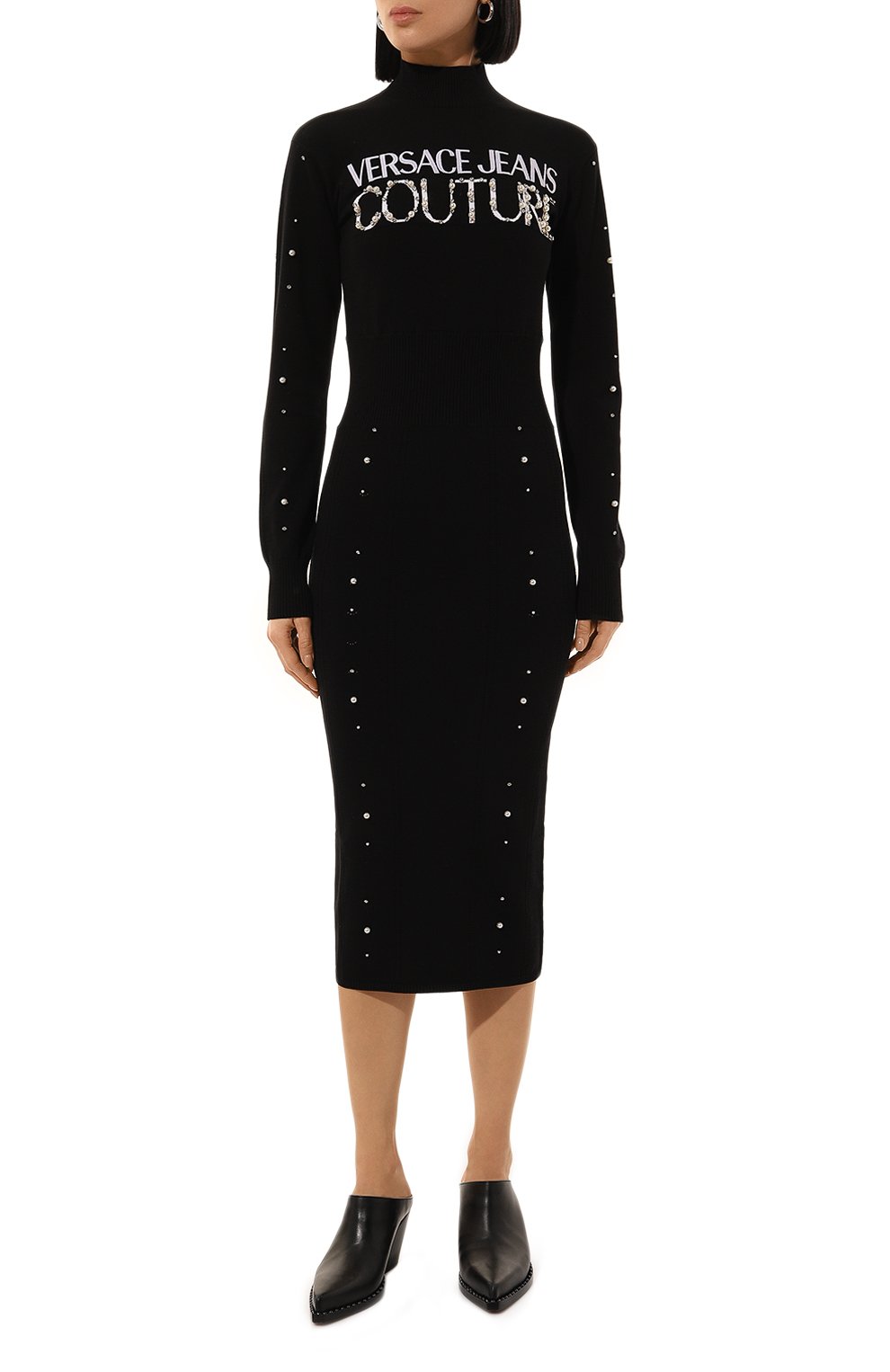 Платье из вискозы VERSACE JEANS COUTURE черного цвета по цене 54300 руб., арт. 77HA0M11/CMN60, фото 3 Платье из вискозы VERSACE JEANS COUTURE, арт. 77HA0M11/CMN60, фото 3