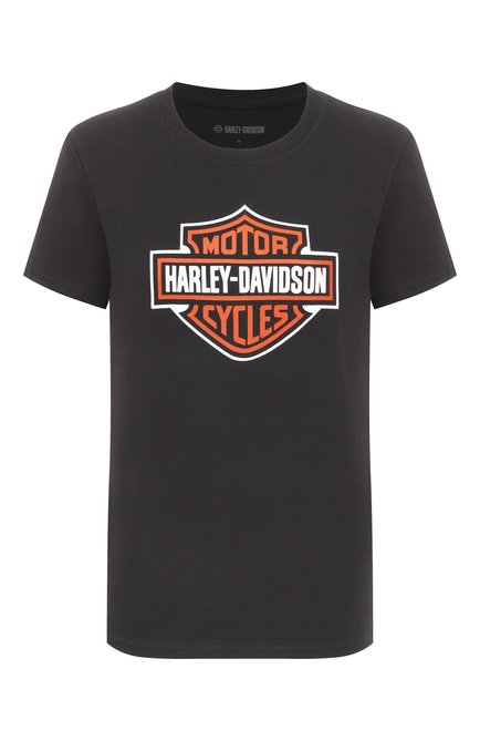 Женская хлопковая футболка HARLEY-DAVIDSON черного цвета, арт. 99095-24VW | Фото 1 (Автоматизация состава: Проставлено; Автоматизация ТО: Проставлено; Материал внешний: Хлопок; Женское Кросс-КТ: Футболка-одежда; Рукава: Короткие; Стили: Гранж; Принт: С принтом; Детали: Без декора; Длина (для топов): Стандартные)